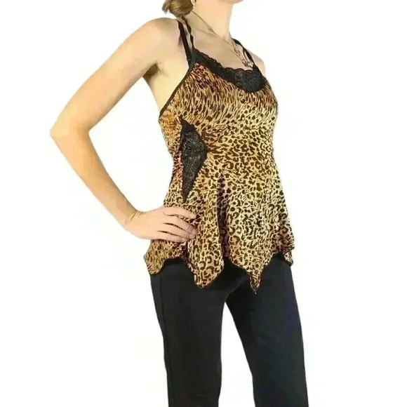 Y2k 90's Retro Sexy Leopard Print Lace Slip Top - Picture 3 of 4